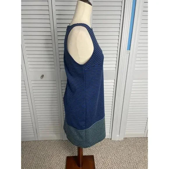 Merona sleeveless blue black striped career dress women's size 8 - Picture 2 of 5